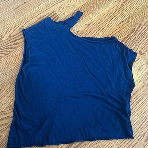 Navy assymetrical razor edged top